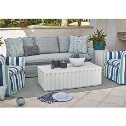 Jenieva French Country White Concrete Rectangular Block Outdoor Coffee Table|