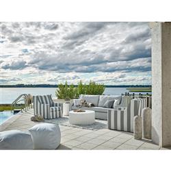 Jenia Coastal Beach White Cast Concrete Drum Outdoor Coffee Table|