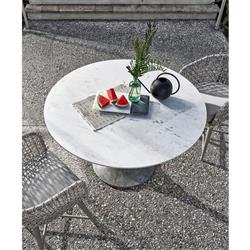 Jesiel French White Faux Marble Grey Concrete Round Outdoor Dining Table - 48"W|