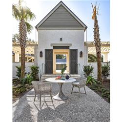 Jesiel French White Faux Marble Grey Concrete Round Outdoor Dining Table - 48"W|