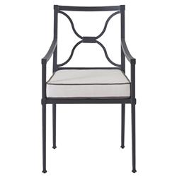 Lindale French Country White Cushion Grey Aluminum Outdoor Dining Arm Chair|
