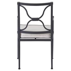 Lindale French Country White Cushion Grey Aluminum Outdoor Dining Arm Chair|