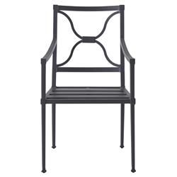 Lindale French Country White Cushion Grey Aluminum Outdoor Dining Arm Chair|
