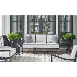 Lindale French Country Grey Aluminum White Cushion Back Outdoor Sofa - 74"W|