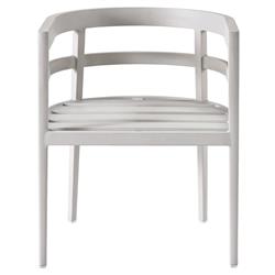 Rianne French Country Grey Cushion White Aluminum Outdoor Dining Arm Chair|