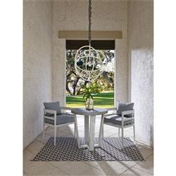 Rianne French Country Grey Cushion White Aluminum Outdoor Dining Arm Chair|