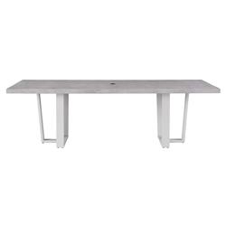Rianne French Grey Concrete White Metal Rectangular Outdoor Dining Table - 96"W|