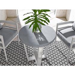 Rianne French Grey Concrete White Aluminum Round Outdoor Bistro Table - 28"W|