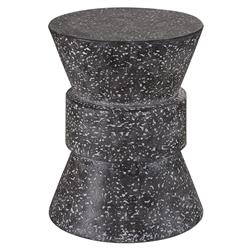 Rossan French Country Grey Cast Concrete Round Drum Outdoor Side Table|