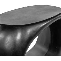Alex Industrial Loft Black Concrete Oval Outdoor Stool|