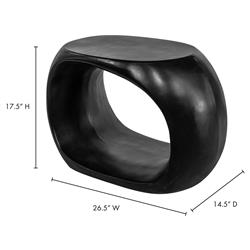 Alex Industrial Loft Black Concrete Oval Outdoor Stool|