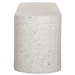 Lyone Industrial Loft White Cement Speckled Terrazzo Oval Outdoor Bench|