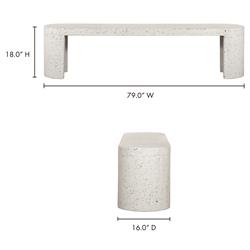 Lyone Industrial Loft White Cement Speckled Terrazzo Oval Outdoor Bench|