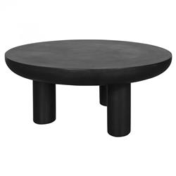 Gino Industrial Loft Black Concrete Round Outdoor Coffee Table|