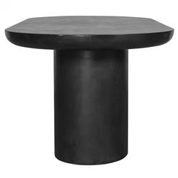 Gino Industrial Black Concrete Iron Double Pedestal Outdoor Dining Table - 83"W|