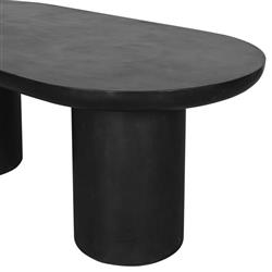 Gino Industrial Black Concrete Iron Double Pedestal Outdoor Dining Table - 83"W|