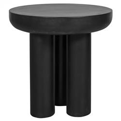 Gino Industrial Loft Black Concrete Round Outdoor Side Table|
