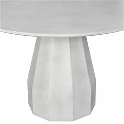 Aiden Industrial Loft White Concrete Round Pedestal Outdoor Dining Table - 47"W|
