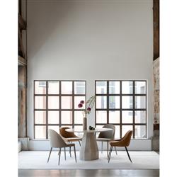 Aiden Industrial Loft White Concrete Round Pedestal Outdoor Dining Table - 47"W|