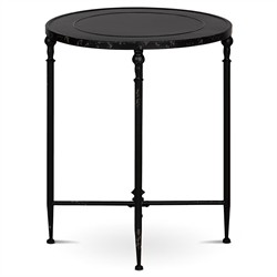 Monty French Country Black Aged Metal Round Side End Table|