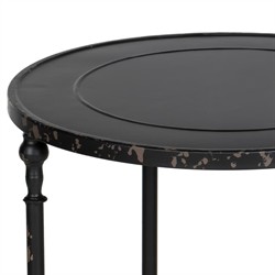 Monty French Country Black Aged Metal Round Side End Table|