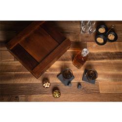 Michael Modern Classic Brown Oak Wood Whiskey Box with Decanter Gift Set|