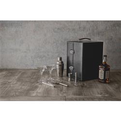 Maan Industrial Loft Black Leather Cocktail Case|