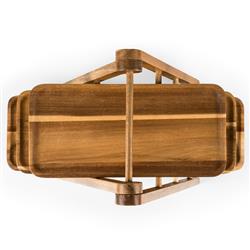 Sulsen Coastal Brown Acacia Wood 3 Tier Serving Tray|