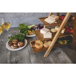 Sulsen Coastal Brown Acacia Wood 3 Tier Serving Tray|