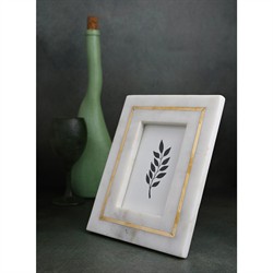 Odina Modern Classic White Marble Brass Inlay Photo Frame - 5x7|