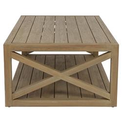 Amina Coastal Natural Teak Wood Cross Side Outdoor Coffee Table|