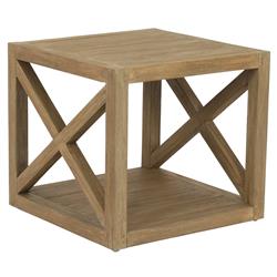 Amina Coastal Natural Teak Wood Square Outdoor End Table|