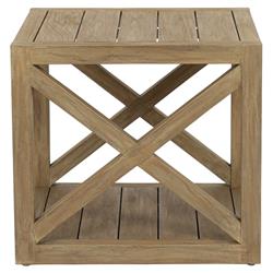 Amina Coastal Natural Teak Wood Square Outdoor End Table|