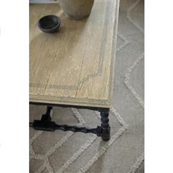 Czar French Country Distressed Brown Top Black Wood Rectangular Coffee Table|