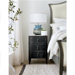 Harley French Country Distressed Black Maple Wood Brass Pull 3 Drawer Nightstand|