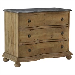 Indigo Rustic Lodge Grey Stone Top Brown Wood 3 Drawer Dresser|
