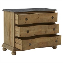 Indigo Rustic Lodge Grey Stone Top Brown Wood 3 Drawer Dresser|