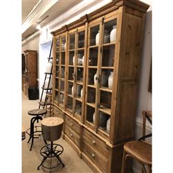 Dustin French Country Brown Pine Wood 6 Door Bookcase|