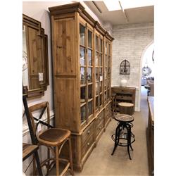 Dustin French Country Brown Pine Wood 6 Door Bookcase|