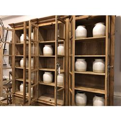 Dustin French Country Brown Pine Wood 6 Door Bookcase|