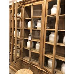 Dustin French Country Brown Pine Wood 6 Door Bookcase|