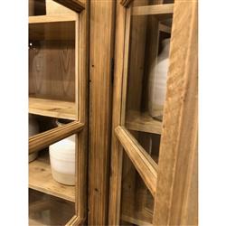 Dustin French Country Brown Pine Wood 6 Door Bookcase|