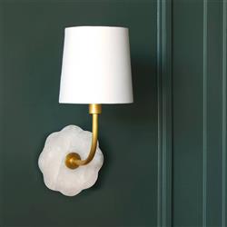 Camilla French Country Natural White Alabaster Armed Sconce|