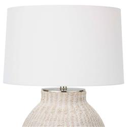 Hobi White Washed Woven Rattan Bedside Table Lamp|