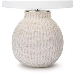 Hobi White Washed Woven Rattan Bedside Table Lamp|