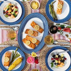 Juliska Le Panier French Country Delft Blue Ceramic 16 Piece Place Setting|