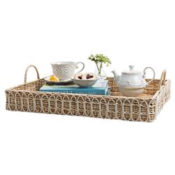Juliska Provence Coastal Beach Whitewash Rattan Rectangular Tray|