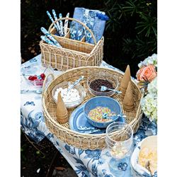 Juliska Provence Coastal Beach Whitewash Rattan Round Tray|