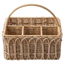 Juliska Provence Coastal Beach Whitewash Rattan Silverware Caddy|