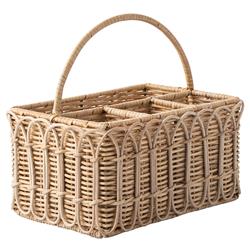 Juliska Provence Coastal Beach Whitewash Rattan Silverware Caddy|